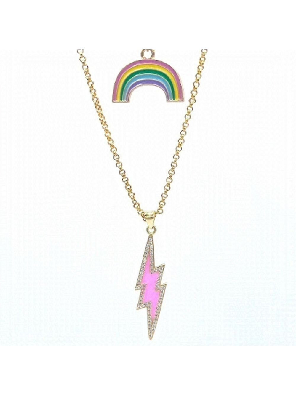 SWEET Rainbow and Lightening Bolt Necklace Set.